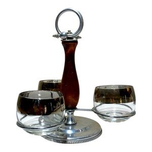 Vintage Mid Century Condiment Tray With Dorthy Thorpe Gas Inserts